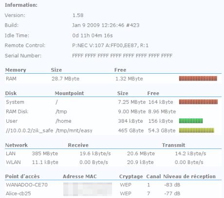 Freecom Musicpal Debug Page