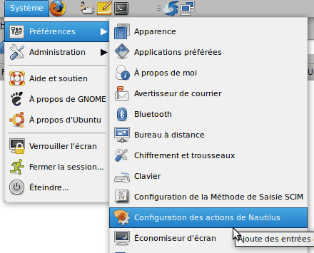 configuration actions nautilus