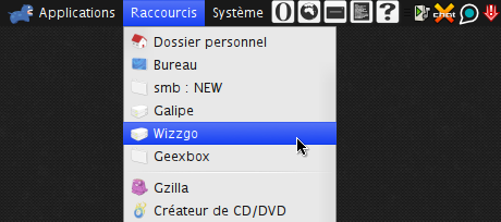 Raccourcis Menu Gnome