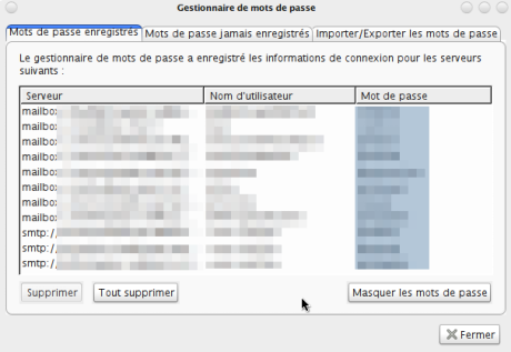 Password Exporter -Affichage des mots de passe