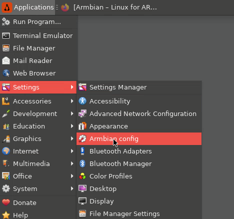 alt armbian-config-menu